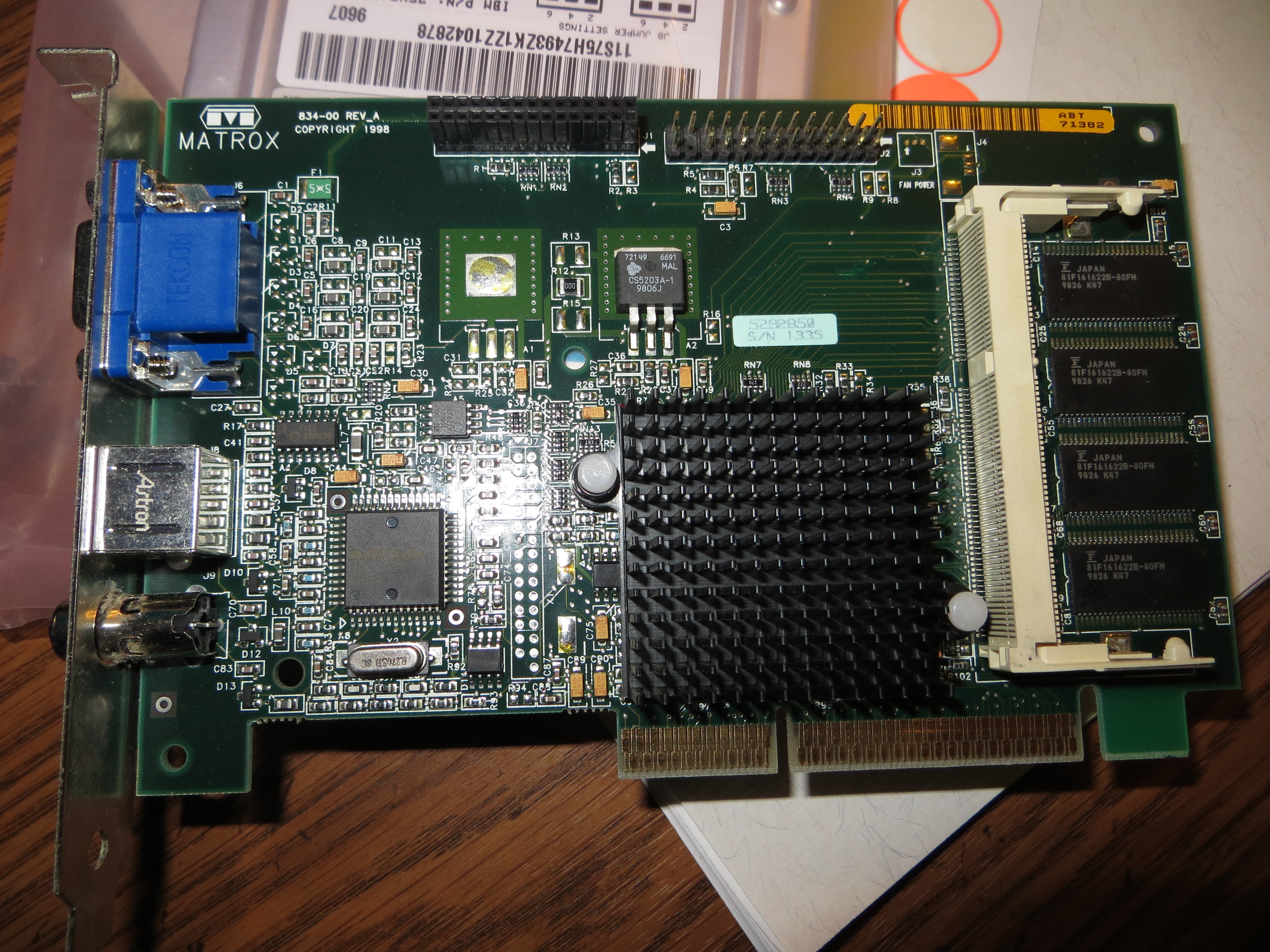 Intel Pentium II PC Matrox Graphics Card