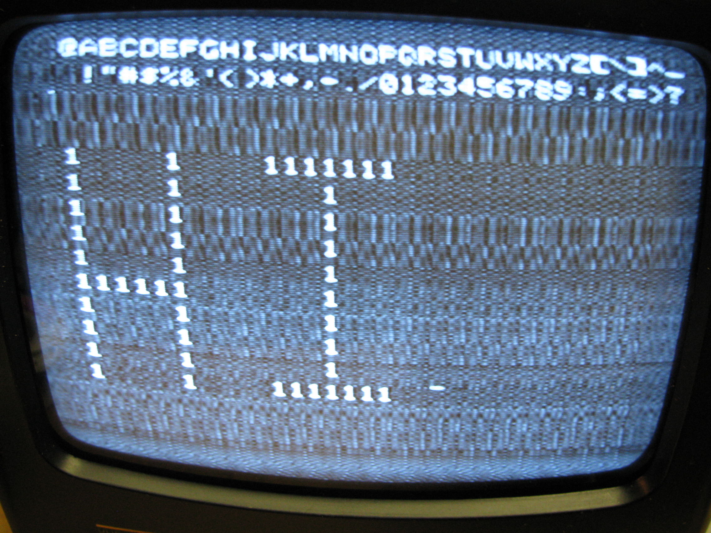 TV Typewriter as viewed via RF modulator on a tiny TV
