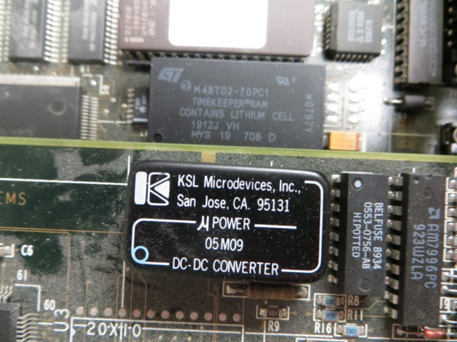 In the middle of this photo towards the top is the replacement battery backed up RAM which holds the machine configuration.  It should be good for another 10 years or so, apparently having been made in 2019.