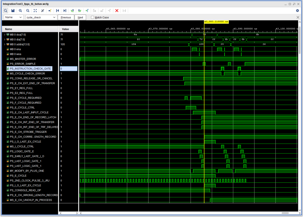 Input Instruction Check fixed by inhibiting an instruction check when IO is finishing up and +S I-O LAST EX CYCLE is active.