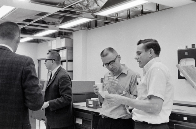 1403Printer-1402CardReader-0028_1031743994 IBM and UW Staff with IBM 1402 Card Reader/Punch and 1403 Printer.